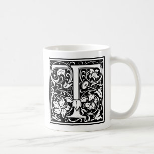 Buchstabe T Mittelalterliche Monogramm-Kunst im Ju Kaffeetasse