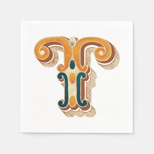 Buchstabe "T" Stickereien Serviette (Vorderseite)