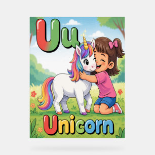 Buchstabe U Alphabetposter – U steht für Einhorn – Acrylschild