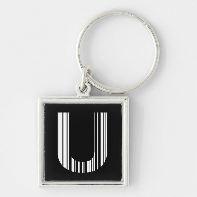 BUCHSTABE U BAR CODE Erstes Anfangsbuchstaben-Barc Schlüsselanhänger (Vorne)