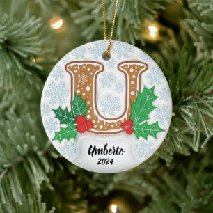 Buchstabe U Benutzerdefinierter Name Monogramm Wei Keramik Ornament
