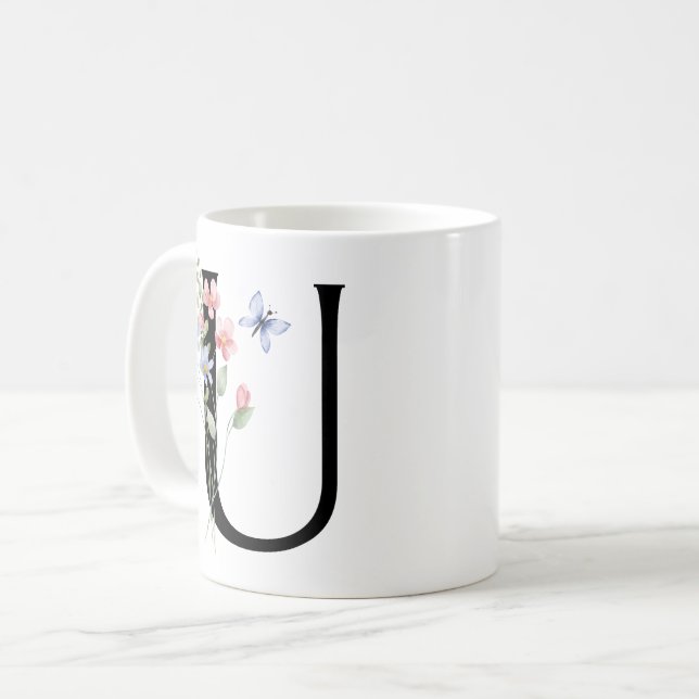 Buchstabe U mit Blumen Kaffeetasse (Vorderseite Links)
