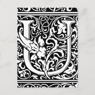 Buchstabe U Mittelalterliche Monogramm-Kunst Art N Postkarte