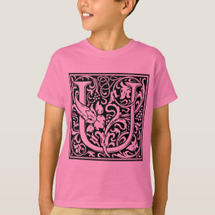 Buchstabe U Mittelalterliche Monogramm-Kunst Art N T-Shirt
