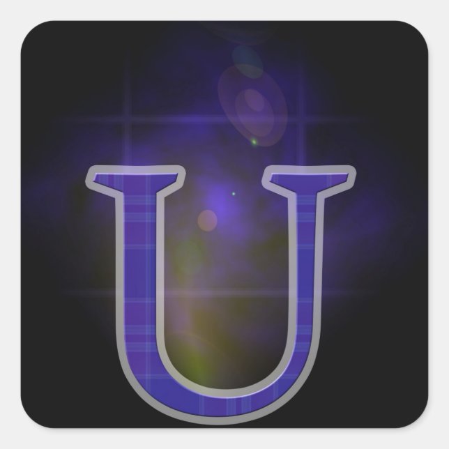 Buchstabe U Quadratischer Aufkleber (Vorderseite)
