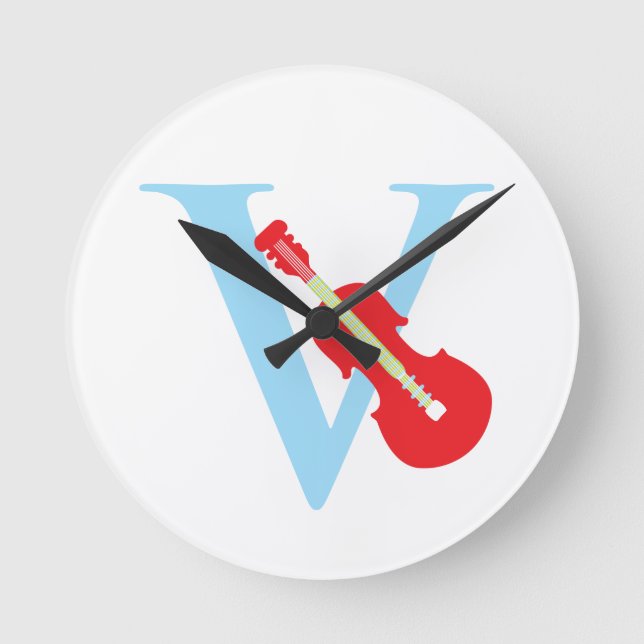 Buchstabe V Anfangszeit Runde Wanduhr (Vorderseite)