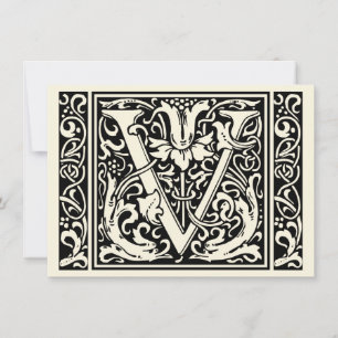 Buchstabe V Mittelalterliche Monogramm-Kunst Art N Einladung