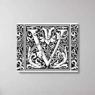 Buchstabe V Mittelalterliche Monogramm-Kunst Art N Leinwanddruck