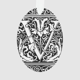 Buchstabe V Mittelalterliche Monogramm-Kunst Art N Ornament