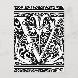 Buchstabe V Mittelalterliche Monogramm-Kunst Art N Postkarte