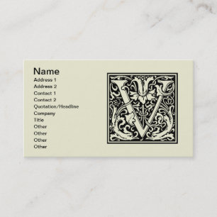 Buchstabe V Mittelalterliche Monogramm-Kunst Art N Visitenkarte