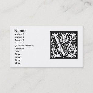 Buchstabe V Mittelalterliche Monogramm-Kunst Art N Visitenkarte