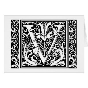 Buchstabe V Mittelalterliches Monogramm Jugendstil