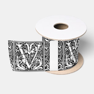 Buchstabe V Mittelalterliches Monogramm Jugendstil Satinband