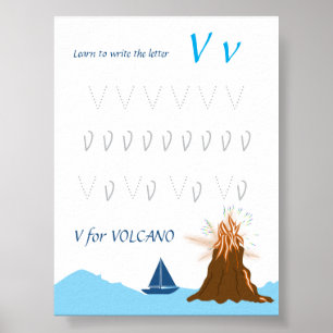 Buchstabe V Übungsposter für Kinder Poster