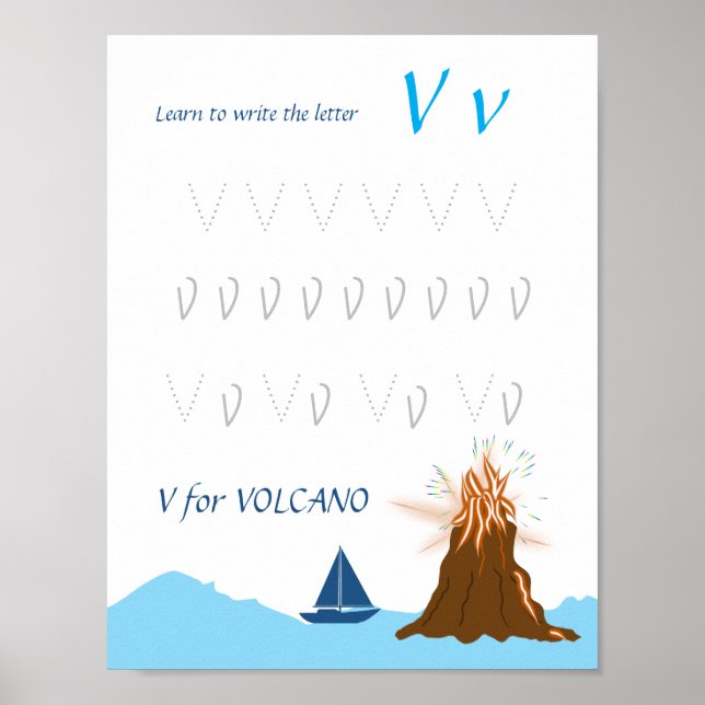 Buchstabe V Übungsposter für Kinder Poster (Vorne)