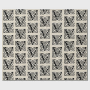 Buchstabe V Vintage Knotentonografie Geschenkpapier
