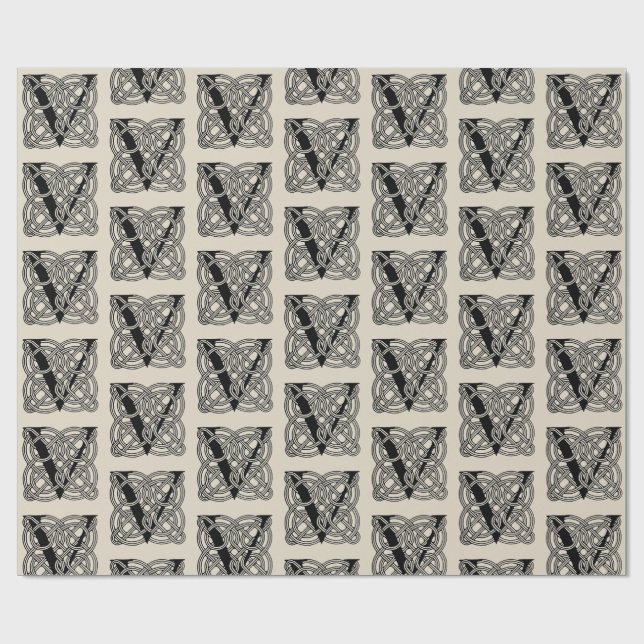 Buchstabe V Vintage Knotentonografie Geschenkpapier (Flach)