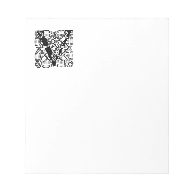 Buchstabe V Vintage Knotentonografie Notizblock (Vorderseite)
