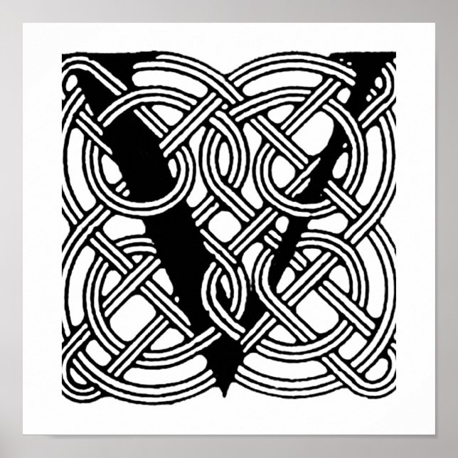 Buchstabe V Vintage Knotentonografie Poster (Vorne)