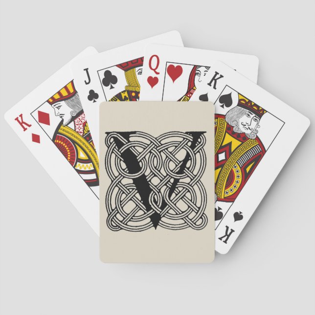 Buchstabe V Vintage Knotentonografie Spielkarten (Rückseite)