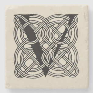 Buchstabe V Vintage Knotentonografie Steinuntersetzer