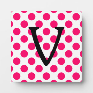 Buchstabe V zu den weißen Pink-Polka-Punkten Fotoplatte