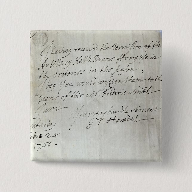 Buchstabe von George Frederick Handel Button (Vorderseite)