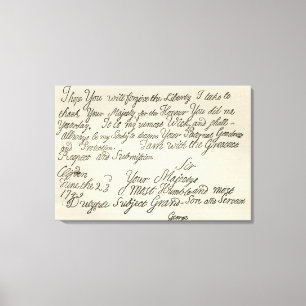 Buchstabe von George III zu seinem Großvater Leinwanddruck