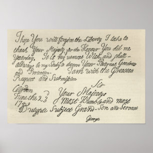 Buchstabe von George III zu seinem Großvater Poster