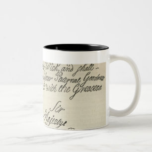 Buchstabe von George III zu seinem Großvater Zweifarbige Tasse