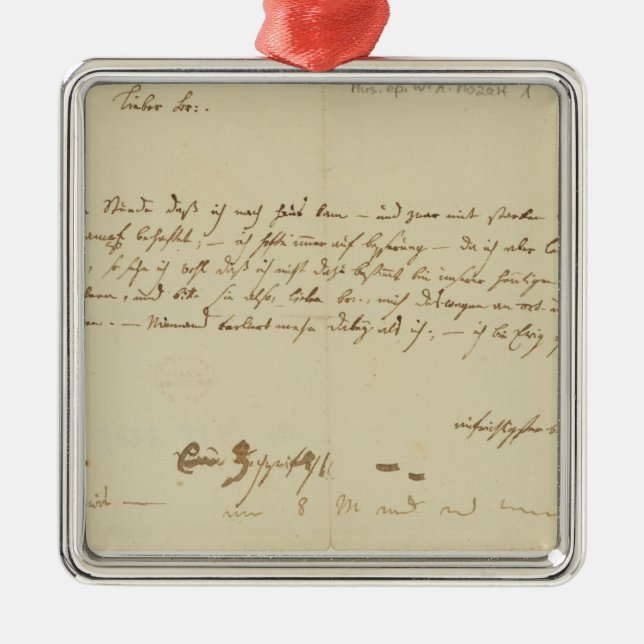 Buchstabe von Mozart zu einem Freimaurer, im Silbernes Ornament (Vorne)