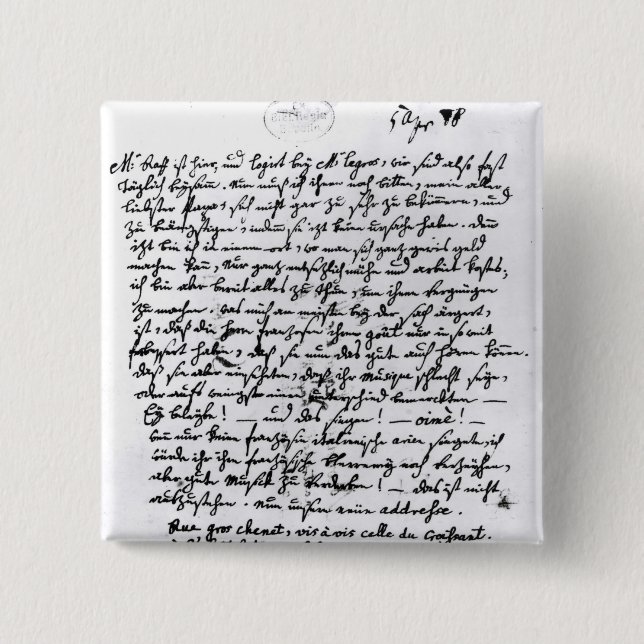 Buchstabe von Mozart zu seinem Vater, am 5. April Button (Vorderseite)