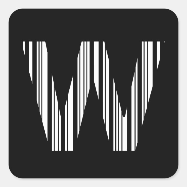 BUCHSTABE W BAR CODE Erstes Anfangsbarcode-Muster Quadratischer Aufkleber (Vorderseite)