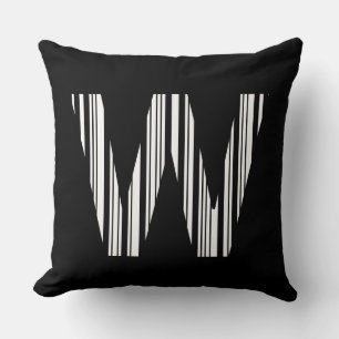 BUCHSTABE W BAR CODE Erstes Initial Barcode-Muster Kissen