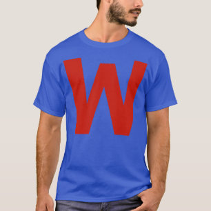 Buchstabe w in der minimalen Typografie des roten T-Shirt
