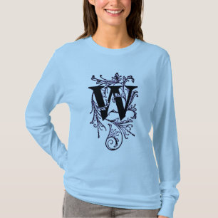 Buchstabe 'W' in Lila Weinreben verpackt - Shirt