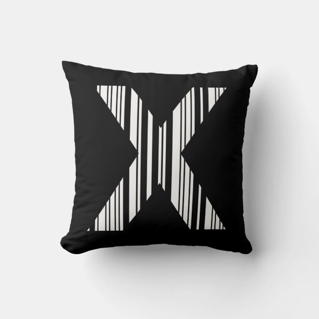 BUCHSTABE X BAR CODE Erstes Anfangsbarcode-Muster Kissen (Vorderseite)