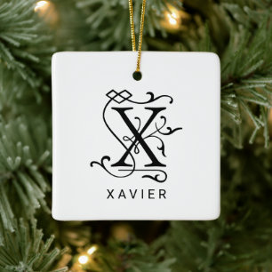 Buchstabe X Elegantes Monogramm-Weihnachtsornament Keramikornament