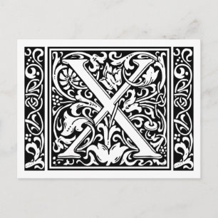 Buchstabe X Mittelalterliche Monogramm-Kunst Art N Postkarte