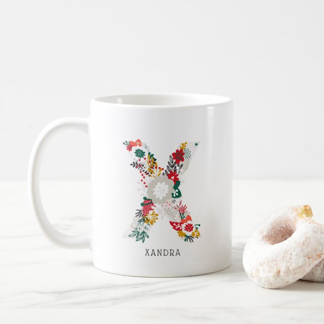 Buchstabe X | Monogramm-I-Tasse für den Blasenbrie Kaffeetasse (Mit Donut)