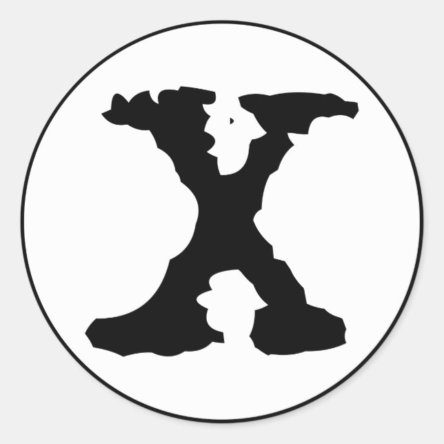 Buchstabe X Runder Aufkleber (Vorderseite)