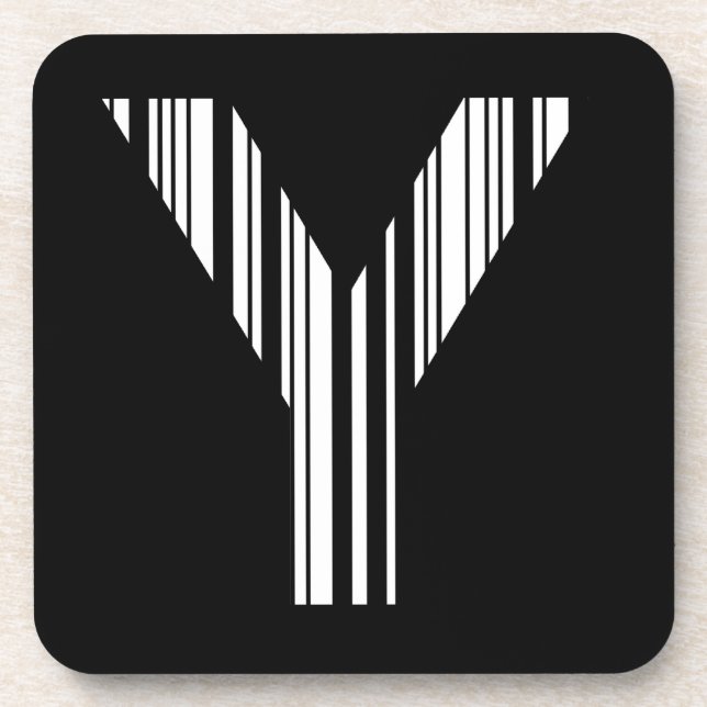 BUCHSTABE Y BAR CODE Erstinitial Barcode-Muster Getränkeuntersetzer (Vorderseite)