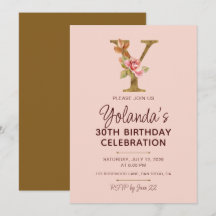 Buchstabe Y Gold Monogramm Blush Rosa Rosen