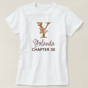 Buchstabe Y Gold Monogramm Blush Rosa Rosen Geburt T-Shirt