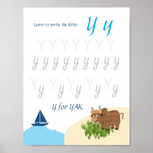 Buchstabe Y Nachspurposter für Kinder Poster