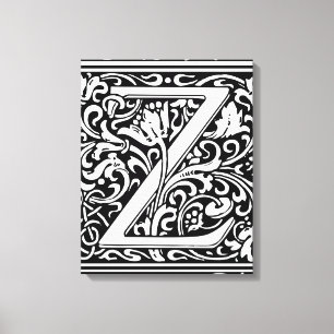 Buchstabe Z Mittelalterliche Monogramm-Kunst im Ju Leinwanddruck