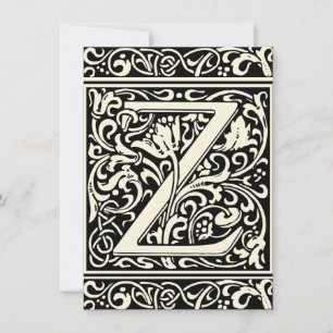 Buchstabe Z Mittelalterliche Monogramm-Kunst Nouve Einladung