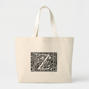 Buchstabe Z Mittelalterliche Monogramm-Kunst Nouve Jumbo Stoffbeutel