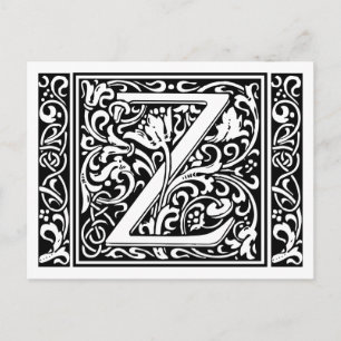 Buchstabe Z Mittelalterliche Monogramm-Kunst Nouve Postkarte